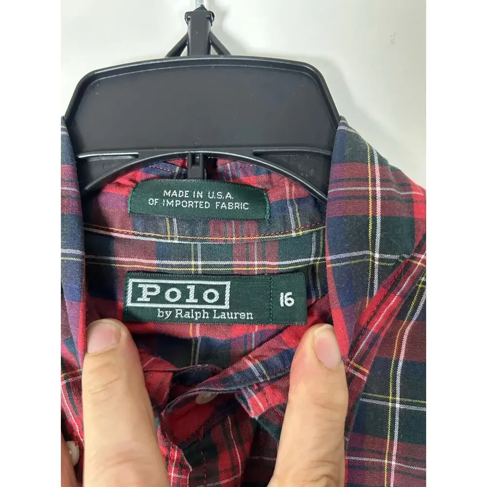 Lauren, Ralph Lauren plaid  boys junior button up shirt, Size 16  long sleeves